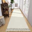 Collive Long Hallway Runner - 2.6' x 10', Washable Indoor Entryway Rug, White/Beige Braided Woven Kitchen Rug for Laundry Room Bedroom Doorway