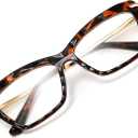 FEISEDY Crystal Cat Eye Reading Glasses Blue Light Blocking Reader Anti Eyestrain Glasses B2596 Leopard 3.00x