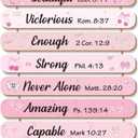 10 Pcs Inspirational Bible Verses Wall Art Decor, Christian Positive Affirmations Bedroom Bathroom Wall Decor, Pink Bow Aesthetic Room Decor for Teen Girls