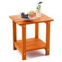 LUE BONA Adirondack Outdoor Side Table, 2-Tier Orange HDPS Patio End Table Weather Resistant, Morden Side Table for Patio, Pool, Porch