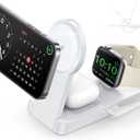 3 in 1 Magnetic Wireless for iPhone Charging Station: Foldable Portable Charger for iPhone 17-12 Pro Max & Apple Watch & AirPods, for Apple Multiple Devices Charger for Home,Office&Travel (White)