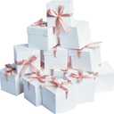 666White Gift Boxes with lids,12 Pcs Beautiful Squared White Boxes with Ribbon Perfect for Weddings,Christmas, Birthday,Valentines Day(15x15x15cm)