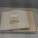 ZICOTO Decorative File Organizer Box Set of 2 - Collapsible Linen Filing Cabinets w/Handles Are Perfect to Store all Your Documents & Hanging File Folders - Portable Easy Slide Crates with Lid (Ivory)