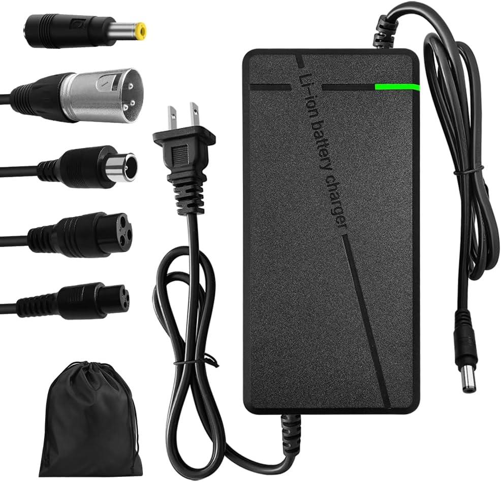 54.6V 5A Charger,Charging Speed is 300% Fast Than 1.5A and 150% Faster Than 2A,6 Plug Suitable for Various Lithium Batteries, Such as Lawn Mower and Wheelchair Lithium Batteries, etc. (5A-6 Plugs)