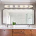 LED Wall Brushed Nickel Vanity Lights for Bathroom Light Fixtures 36W Adjust 3 Colors Modern Bath Lighing Over Mirror LED Vanity Light (6-Light,41inch)