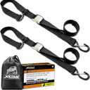 XSTRAP STANDARD Motorcycle Tie Down Straps (2 Pack) 3,000lb Break Strength, 1.5 in X 8FT Heavy-Duty Cambuckle Tie Down Set with S Hook and Soft Loops, Black