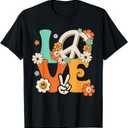 Peace Sign Love T Shirt 60s 70s Tie Dye Hippie Costume T-Shirt, Large