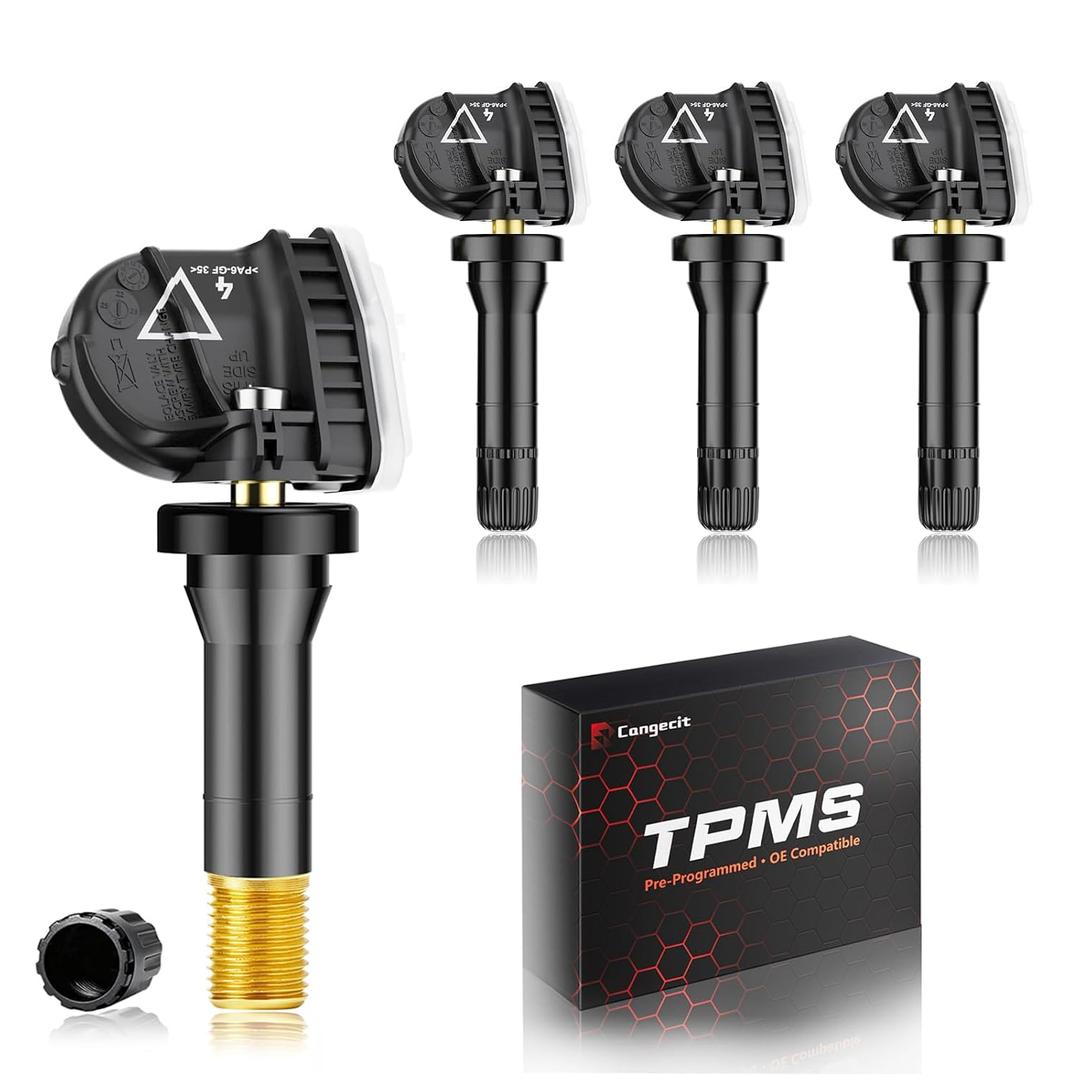 Pre-Programmed 433MHz TPMS Sensor Fit for Chevy Impala, Malibu, Camaro (20162020), Tahoe (20172019), Suburban (20172023), Express (20162024), GMC Yukon (20162021), OE#13598773/13516165(Set of 4)