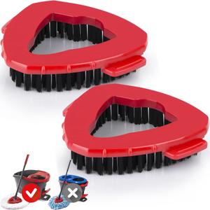 2 x Spin Mop Scrub Brush Head Compatible with O Cedar EasyWring 1 Tank System, Shower Floor Scrubber Mop Head Replacement, Hard Bristle Cleaning Brush for Kitchen Tile, Not Fit RinseClean, 2 Pack