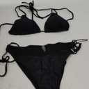 Women's Triangle Bikini Sets Two Piece Double Straps Halter Swimsuit Tie Side String Cheeky Bathing Suits (Black, Small)