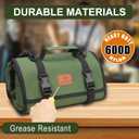 Roll Tool Bag, Green Wrench Roll Organizer, Canvas Roll Up Tool Bag, Multi-Purpose Tool Roll Organizer,Tool Pouch for Motorcycle Car