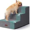 Aodisman Dog Stairs for Small Dogs, 3-Step Wider Pet Stairs for Couch and Beds, Non-Slip Dog Steps for Old Cats, Puppy, Small Medium Dogs,15.7" H,Grey