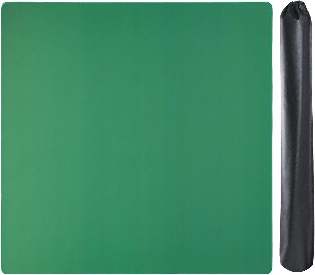 Mahjong Mat with 3 Dice, Anti Slip and Noise Reduction Table Cover for Mahjong, Poker, Card, Board & Tile Games (Green, 31.5 inches)