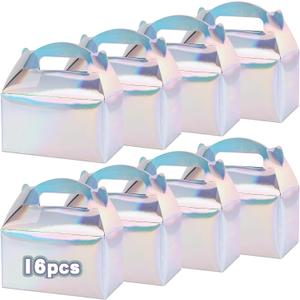 VGOODALL 16PCS Party Favor Boxes, 6.1x3.3x3.5Inch Iridescent Gable Boxes,Gift Containers for Snacks, Candy,Birthday Party, Wedding