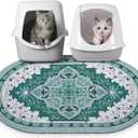 Bienbee Cat Litter Mat, 33" x 22" Large Size Litter Box Mat Rug with Non-Slip Bottom,Urine and Water Proof, Easy to Clean Cat Supplies Essentials for Indoor Kitty Kitten Floor,Green L