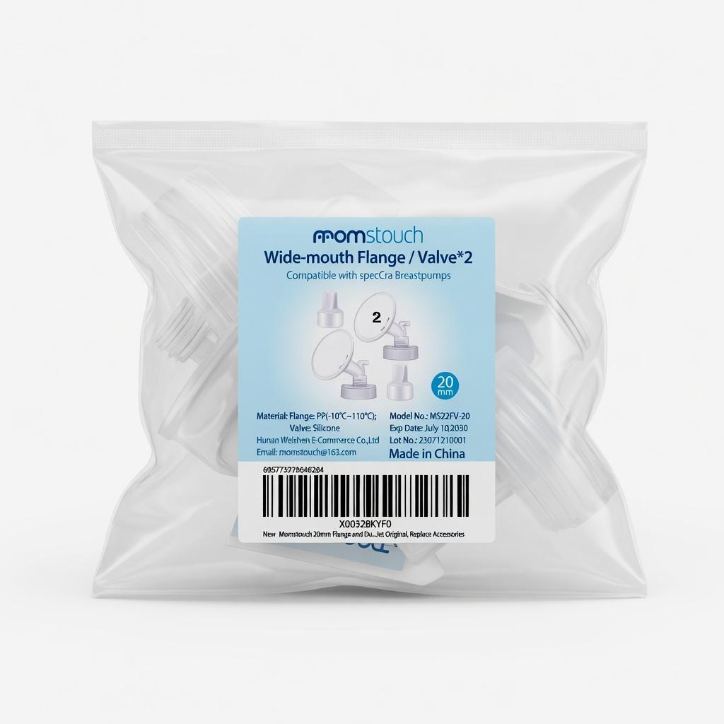 Momstouch 20mm Flange and Duckbill Valve Compatible with Spectra S1 S2 9 Plus Breastpump Replacement to Spectra Pump Parts, Not Original, Replace Accessories.