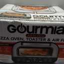 Gourmia Indoor Pizza Oven Air Fryer Toaster 1800W Countertop Multi-Cooker with Pizza Stone, Digital Controls & 6 Presets, Stainless Steel, Compact