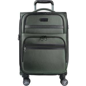 KROSER Softside Expandable Carry On Luggage with Spinner Wheels & Built-in TSA Lock, Durable Suitcase Rolling Luggage with USB Port, Carry-On 20-Inch, Army Green
