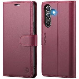 FLIPALM Wallet Case for Samsung Galaxy A35, RFID Blocking Credit Card Holder, PU Leather Folio Flip Kickstand Protective Shockproof Cover for Galaxy A35 (Red)