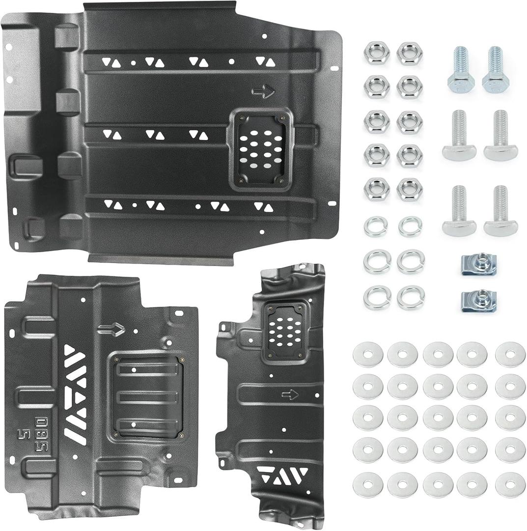 Full Skid Plate Compatible with 2015-2022 Ford F150, Heavy-Duty Underbody with Transmission Engine Front, Drivetrain Center & Rear Axle Steel Splash Guard Shield Kit