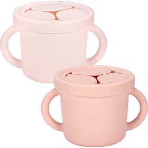 Snack Containers, Silicone Food Grade Silicone Cups, Toddler Snack Container Cups with Handles and Lid for Toddlers (Color 3)