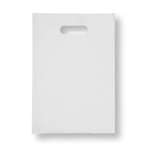 Plastic Shopping Bag with Die Cut Handle 9" x 12" White Plastic Merchandise Bags with Handle 100 Pack for Retail, Heavy Duty Bulk Bags