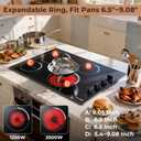 Electric Cooktop 30 Inch - 4 Burner Built-in(29.13"x19.3") Electrical Stovetop 7400W, 30 In Radiant Electric Stove with Glass Protection Metal Frame, Auto Shut Off, 220-240V Hard Wired