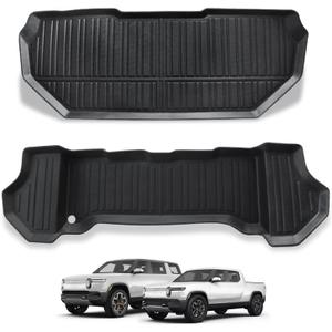 BestEvMod Compatible with Rivian R1T R1S All-Weather Front Trunk Mat TPE Material Rubber Cargo Liner Rivian R1T R1S 2022 2023 2024 Accessories (Upper + Lower Layer)