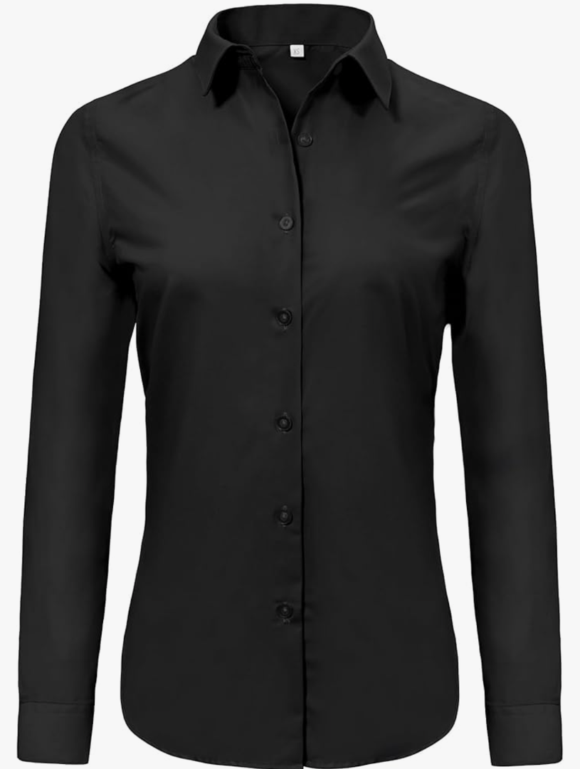 Super Soft Wrinkle Free Button Down Shirts for Women Solid Long Sleeve Striped Formal Work Dress Blouses Tops Size 2XL