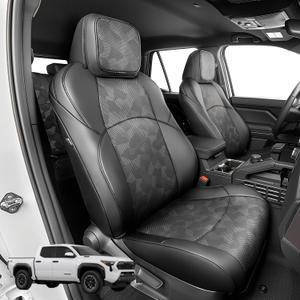 Custom Fit Car Seat Covers for Tacoma 2024-2026 4th Gen, Black Camo