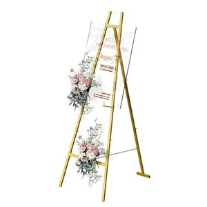 Large Easels for Display, Gold Decorative Metal Poster Easel Stand for Sign Wedding Welcome Sign Floor Stand with Adjustable Chain Support for Art, Picture Frame, Mirror (50" H)