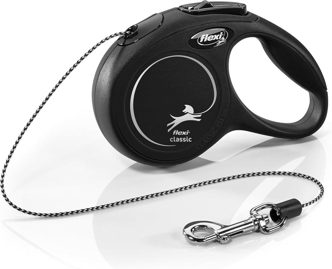 FLEXI New Classic Cord Retractable Cat Leash - X-Small  10 ft., Black | Tangle-Free Pet Walking Leash with One-Handed Brake, Pause, Lock | German Quality Product