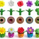 5 Sets Flower Garden Toddler Toys, Kids Gardening Building Toy, Color Shape Sorting & Stacking Game, Montessori Preschool Learning Activities for Toddlers 1 2 3 Year Old