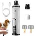 Heusom 2026 Pet Nail Trimmer Quiet design, with LED light and 3 speed settings, suitable for pets, supports fast USB charging, ideal for trimming thick and long nails [2 grinding heads included]
