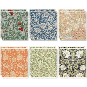 Whaline 12 Pcs William Morris Floral Swedish Dishcloths Vintage Greenery Flower Kitchen Towels Reusable Cotton Absorbent Dish Towels for Home Housewarming Cleaning, 7 x 8 Inch
