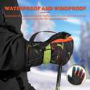 Ski Gloves for Men Women Kids - Waterproof Thermal Winter Snow Gloves, Touchscreen Compatible for Skiing, Snowboarding, Cold Weather, Parent-Child Outdoor Activities (XL(Fits Mens L and XL), Black Orange)
