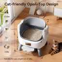 Thereye Automatic Litter Box, Open-Top Self Cleaning Litter Box with Entry Step, 11 Safety Protections & App Control, 10L Waste Bin with Odor Control Smart Cat Litter Box with Trash Bags/Litter Mat