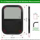 NOVINO RV Windows for Cargo Trailer, 15" W x 22" H RV Camper Cargo Trailer Windows Replacement, Vertical Sliding,Fit 15/16" or 1-3/8" Thick Wall,Allow Error 1/16,DOT Approved