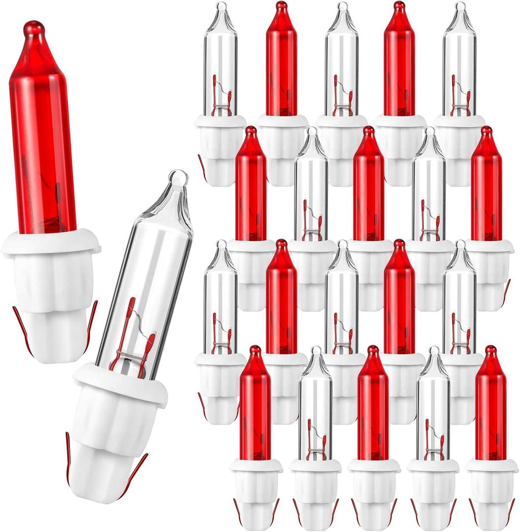 8 x Mudder 80 Count Christmas Replacement Mini Light Bulbs with Base Christmas Tree Incandescent Wire String Lights Replacement Bulbs for Xmas Indoor Outdoor Decor(Red and Warm White,2.5Vx0.17A)