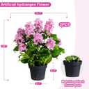 2 Set Artificial Hydrangea Flowers Outdoor 26" Large Faux Hydrangeas Flowers with UV Resistant Design Pot Hydrangea Artificial Flowers Tree for Front Porch Garden Yard Patio Decor (Pink)
