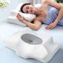 Emircey Clinical-Level Relief Cervical Neck Pillow for Sleeping, Orthopedic Contour Memory Foam Pillow for Side Sleepers, Cooling Reading Pillow Neck Relief, Ergonomic Back Stomach Sleepers, Ash Grey