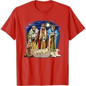 Three Kings Shirt Nativity Scene Christmas story Tres Reyes T-Shirt, L