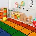 Classroom Rug Elementary 8'x12' Carpets Large Rainbow Rugs 24 Seats for Class