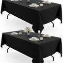 Pureegg Rectangle Table Cloth 60" x 102" – Durable Polyester Tablecloth Offers Reusable & Washable Protection, Ideal for Outdoor Party, Picnic, Wedding, Banquet and Birthday, 2 Pack, Black