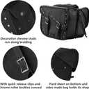 GARGOYLE BELLS Motorcycle Saddle Bags Genuine Leather Motorcycle Luggage Bag For Softails Sportsters and Choppers (With Studs, Black, 13”x13“x10”)