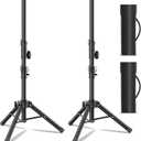 Small Speaker Stands 2 Pack, 24-50 Inch Height Adjustable Speaker Tripod Stand Pair, Lightweight 35mm Compatible Insert, Support 55 LB with 2 Storage Bags