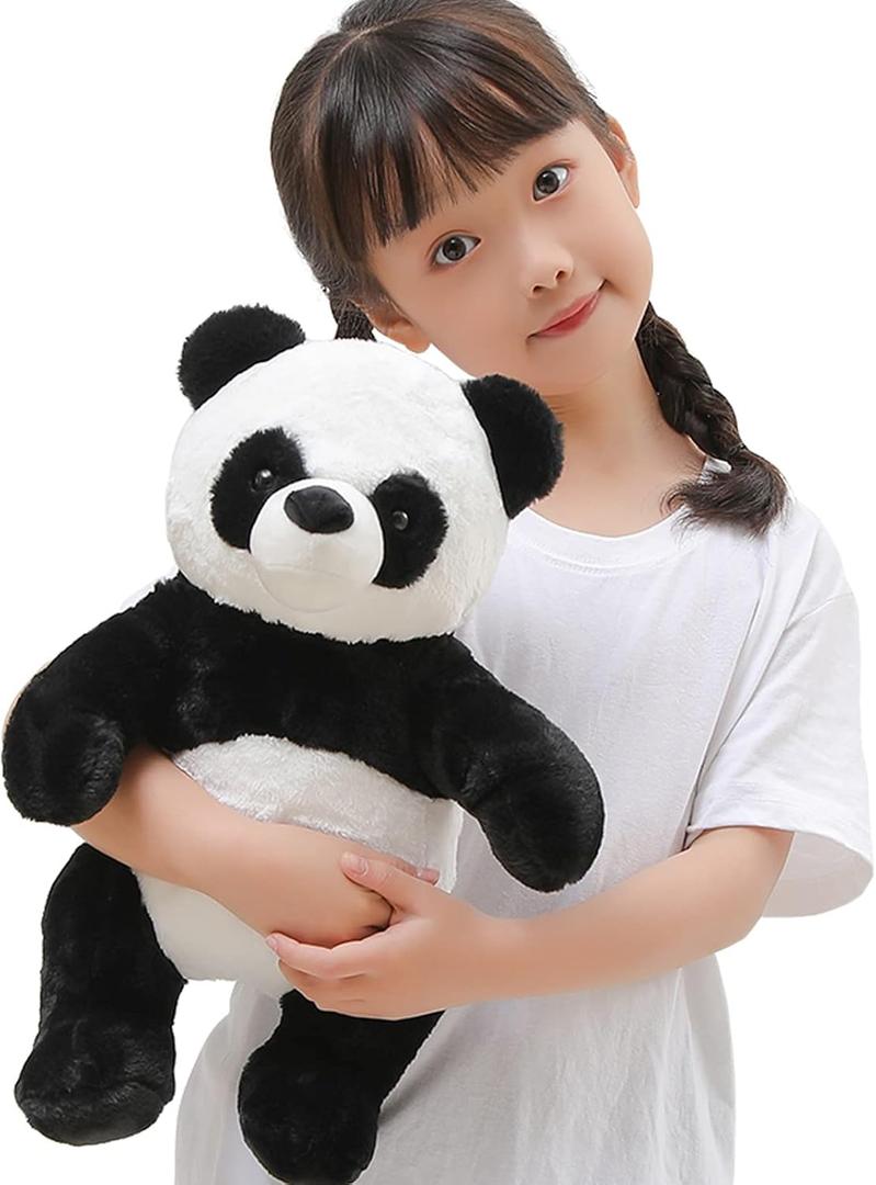 18" Panda Bear Stuffed Animal Plush Toy Cute Soft Body Doll Pillow Kawaii Giant Panda, Gift for Kids Boy Girl Birthday Valentines Christmas (Black 18 Inches)