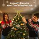 Large Metal Bow Christmas Tree Topper,9.4 Inch Glitter Gold Tree Topper,Gold Bow Christmas Tree Decorations for Xmas Home Decor Holiday Party Indoor Outdoor Shop Office