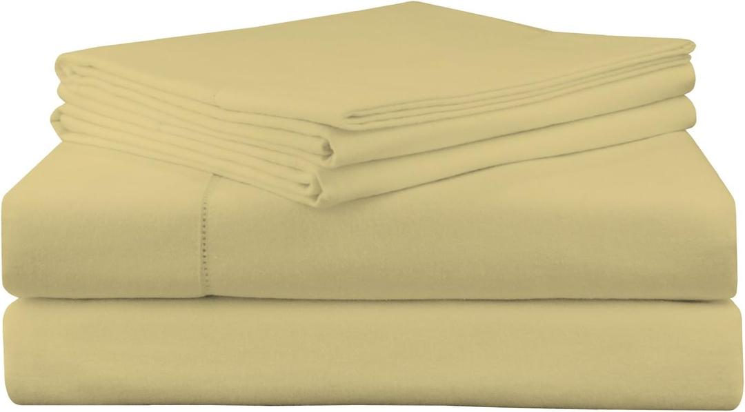 Pointehaven 200 GSM Flannel Sheet Set, Cal King, Straw, California King