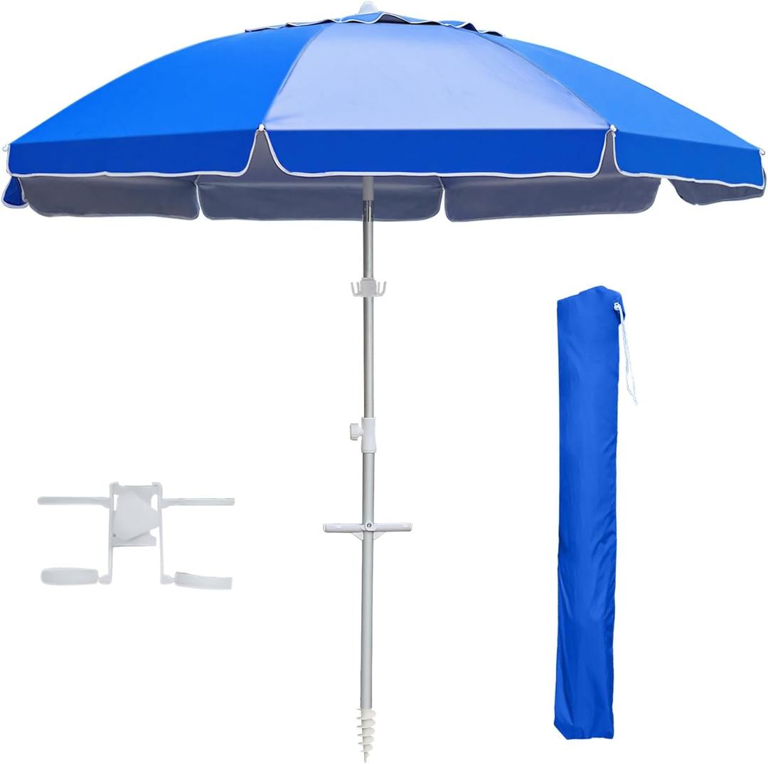 Northroad 8ft Large Beach Umbrella w/Sand Anchor Vent Tilt, Heavy Duty High Wind Patio Umbrellas w/Carry Bag,UV 50+ Sun Protection Portable Sunshade Umbrellas for Garden Pool Backyard